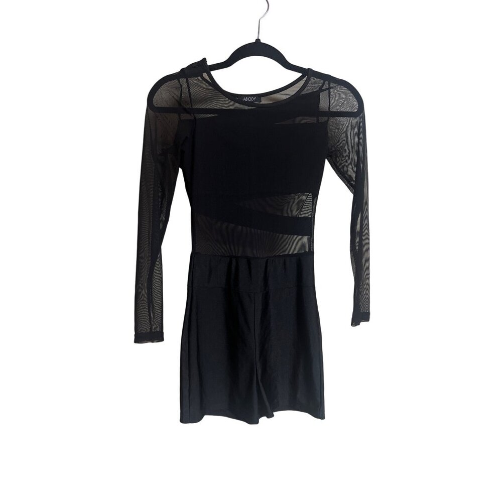 ABody S Black Cutout Long Sleeve Sexy Romper